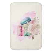 Farbenfrohe Macarons und Blume Wasserfarben Badematte (Vorderseite Vertikal)