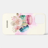 Farbenfrohe Macarons und Blume Wasserfarben Case-Mate iPhone Hülle (Rückseite (Horizontal))