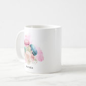 Farbenfrohe Macarons und Blume Wasserfarben Kaffeetasse (Vorderseite Links)