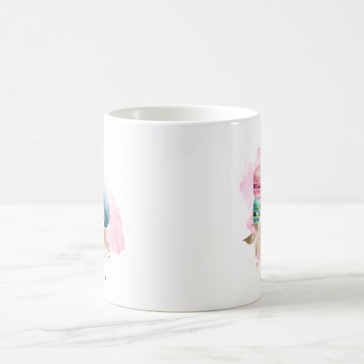 Farbenfrohe Macarons und Blume Wasserfarben Kaffeetasse (Mittel)