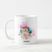 Farbenfrohe Macarons und Blume Wasserfarben Kaffeetasse (Links)