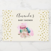 Farbenfrohe Macarons und Blume Wasserfarben Lebensmitteletikett (Einzelnes Label)