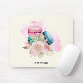 Farbenfrohe Macarons und Blume Wasserfarben Mousepad (Mit Mouse)