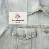 Farbenfrohe Macarons und Blume Wasserfarben Namensschild (Beispiel)