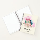 Farbenfrohe Macarons und Blume Wasserfarben Notizblock (Innenseite)