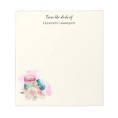 Farbenfrohe Macarons und Blume Wasserfarben Notizblock (Vorderseite)