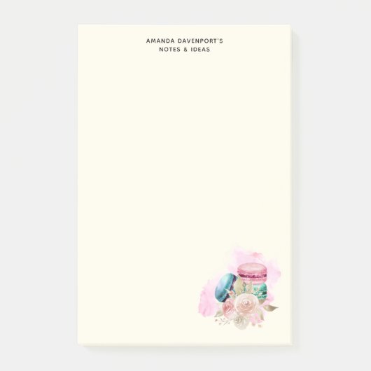 Farbenfrohe Macarons und Blume Wasserfarben Post-it Klebezettel (Vorderseite)