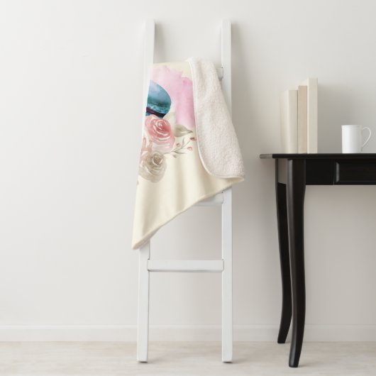 Farbenfrohe Macarons und Blume Wasserfarben Sherpadecke (Beispiel)