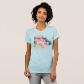 Farbenfrohe Macarons und Blume Wasserfarben T-Shirt (Vorne ganz)
