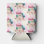 Farbenfrohe Macarons und Blume Wasserfarbmuster Dosenkühler (Vorderseite)