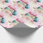 Farbenfrohe Macarons und Blume Wasserfarbmuster Geschenkpapier (Ecke)