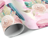 Farbenfrohe Macarons und Blume Wasserfarbmuster Geschenkpapier (Rolleneckpunkt)