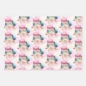 Farbenfrohe Macarons und Blume Wasserfarbmuster Geschenkpapier Set (Vorderseite)