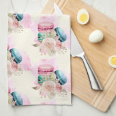 Farbenfrohe Macarons und Blume Wasserfarbmuster Geschirrtuch (Viertel Falte)