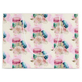 Farbenfrohe Macarons und Blume Wasserfarbmuster Große Geschenktüte (Vorderseite)