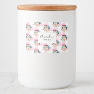 Farbenfrohe Macarons und Blume Wasserfarbmuster Lebensmitteletikett