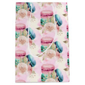 Farbenfrohe Macarons und Blume Wasserfarbmuster Mittlere Geschenktüte (Vorderseite)