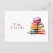 Farbenfrohe Macaroons Hochzeitsdetails Begleitkarte (Vorderseite)
