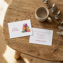 Farbenfrohe Macaroons Hochzeitsdetails Begleitkarte