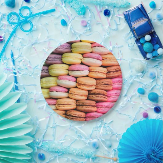 Farbenfrohe Macaros Pappteller (Party)