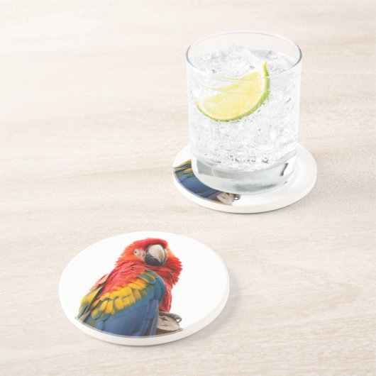 Farbenfrohe Macaw Chic Classy Mod Tropical Untersetzer (Seite)