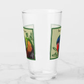 Farbenfrohe Macaw Parrot Green Blätter Border Glas (Links)