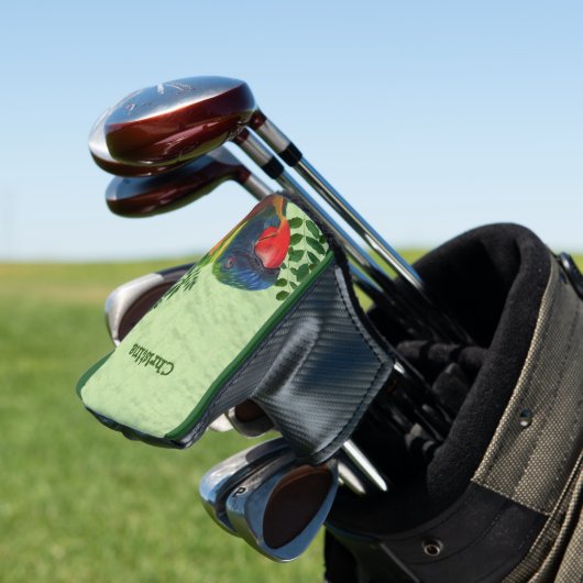 Farbenfrohe Macaw Parrot Green Blätter Golf Headcover (In Situ)