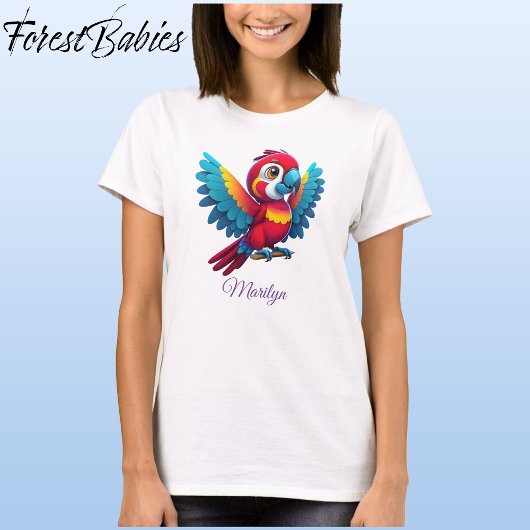 Farbenfrohe Macaw Parrot Niedlich Bird Cartoon Gra T-Shirt