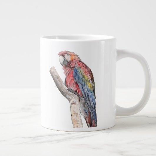 Farbenfrohe Macaw Parrot Watercolor Jumbo-Tasse (Rechts)