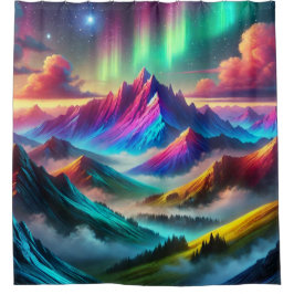 Farbenfrohe mächtige Berge Duschvorhang