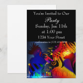 Farbenfrohe Mädchen tanzen und musikalische Noten Einladung (Vorne/Hinten)