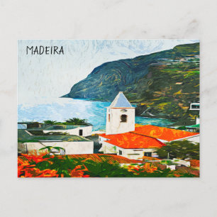 Farbenfrohe Madeira Funchal Ölfarbe Postkarte