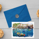 Farbenfrohe Madeira Portugal Vintage Travel Postkarte<br><div class="desc">Genießen Sie den Geist Madeiras und lassen Sie sich von dieser faszinierenden Insel verzaubern. Dieses Kunstwerk ist eine schöne Abbildung,  die die schöne Landschaft der portugiesischen Insel zeigt. Günstige Geschenkidee und Souvenirs für jeden Touristen.</div>