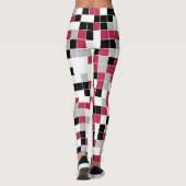 Farbenfrohe Magenta Schwarz Grau Geometrisches Mus Leggings (Rückseite)