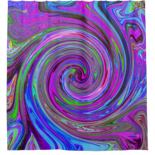Farbenfrohe Magenta Swirl Retro Abstraktes Design Duschvorhang (Vorderseite)