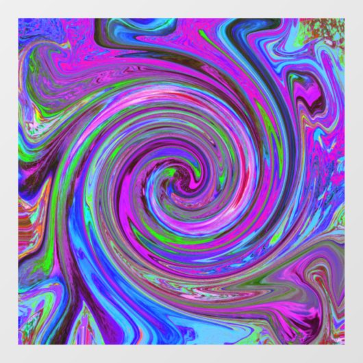 Farbenfrohe Magenta Swirl Retro Abstraktes Design Fensteraufkleber (Blatt)