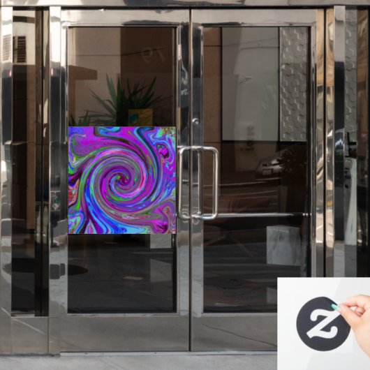 Farbenfrohe Magenta Swirl Retro Abstraktes Design Fensteraufkleber (Büro Tür)