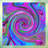 Farbenfrohe Magenta Swirl Retro Abstraktes Design Fensteraufkleber (Blatt 3)