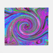Farbenfrohe Magenta Swirl Retro Abstraktes Design Fleecedecke (Vorderseite (Horizontal))