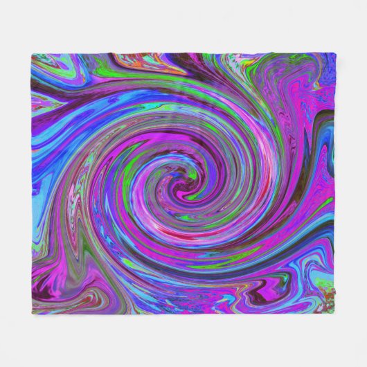 Farbenfrohe Magenta Swirl Retro Abstraktes Design Fleecedecke (Vorderseite (Horizontal))