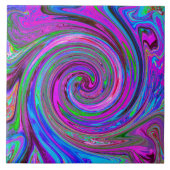 Farbenfrohe Magenta Swirl Retro Abstraktes Design Fliese (Vorderseite)