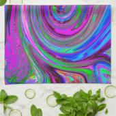 Farbenfrohe Magenta Swirl Retro Abstraktes Design Geschirrtuch (Gefaltet)