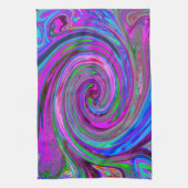 Farbenfrohe Magenta Swirl Retro Abstraktes Design Geschirrtuch (Vertikal)