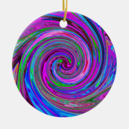 Farbenfrohe Magenta Swirl Retro Abstraktes Design Keramik Ornament