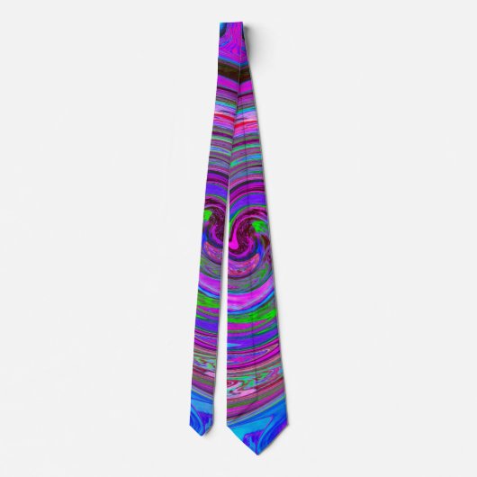 Farbenfrohe Magenta Swirl Retro Abstraktes Design Krawatte (Rückseite)