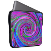 Farbenfrohe Magenta Swirl Retro Abstraktes Design Laptopschutzhülle (Vorne Rechts)