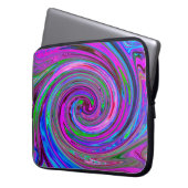 Farbenfrohe Magenta Swirl Retro Abstraktes Design Laptopschutzhülle (Vorderseite Links)