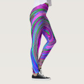 Farbenfrohe Magenta Swirl Retro Abstraktes Design Leggings (Rechts)
