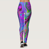 Farbenfrohe Magenta Swirl Retro Abstraktes Design Leggings (Rückseite)