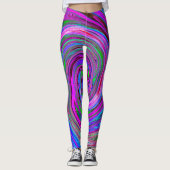 Farbenfrohe Magenta Swirl Retro Abstraktes Design Leggings (Vorderseite)